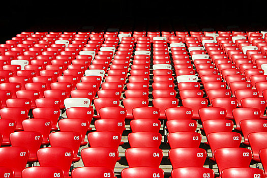 红色,座椅,体育场,正面