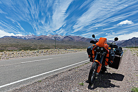 摩托车,路边,门多萨,省,阿根廷,南美