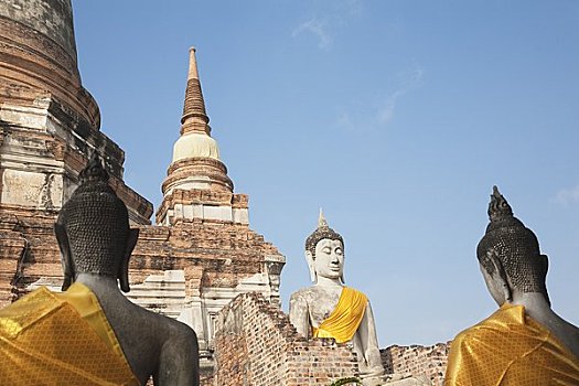 雕塑,庙宇,大城府,老,首府,泰国