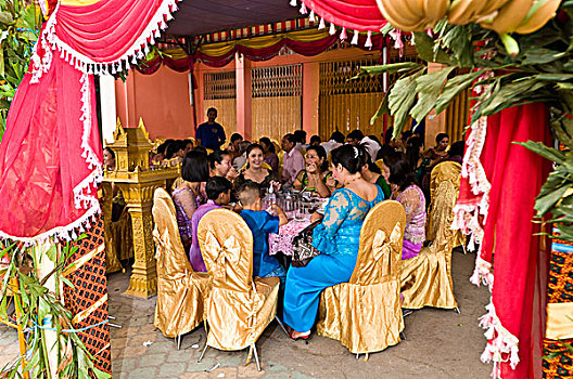 金边,省,城镇,传统,柬埔寨,婚姻,婚礼,宴会,新婚夫妇