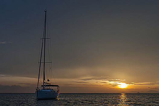 游艇,日落,苏梅岛,泰国