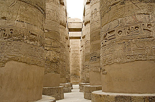 埃及,路克索神庙,约旦河东岸,卡尔纳克神庙,象形文字,遮盖,柱子,多柱厅