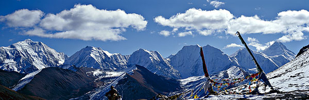 贡嘎山,背后