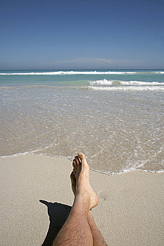 游客,休息,海滩,瓦拉德罗,马坦萨斯,古巴