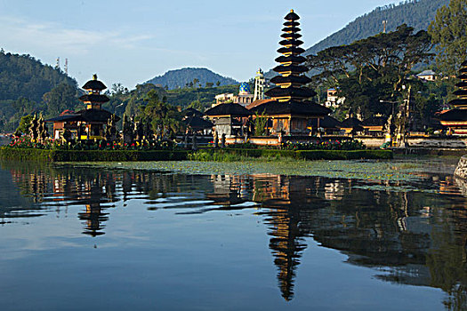 印度尼西亚,巴厘岛,日出,水,庙宇,普拉布拉坦寺,布拉坦湖