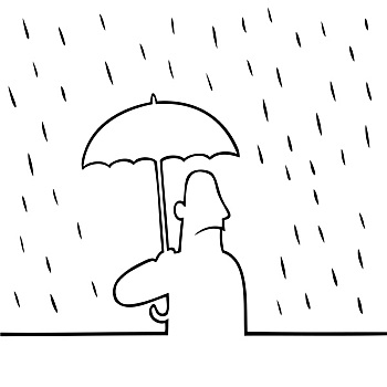 男人,伞,雨
