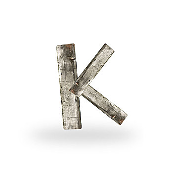 木质,字母k,白色背景