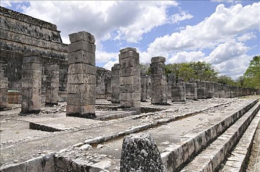 武士神庙,东方,柱廊,奇琴伊察,新,世界奇迹,玛雅,托尔特克文明,考古,挖掘,尤卡坦半岛,墨西哥,中美洲