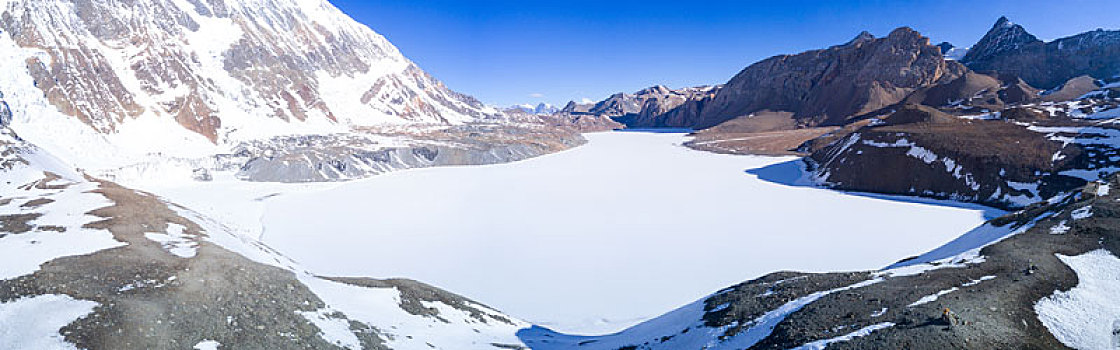 湖,积雪,航拍,喜马拉雅山