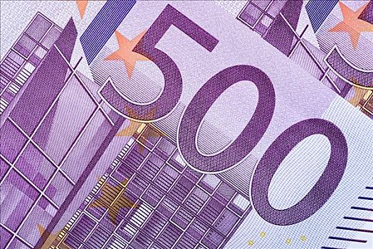 特写,500欧元,钞票