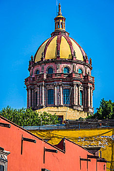 巴洛克,圆顶,教堂,洁净,概念,圣米格尔,墨西哥