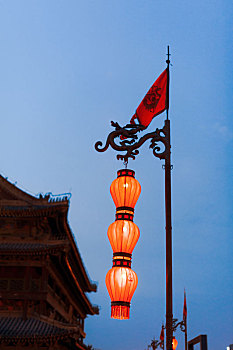 西安城墙上的红灯笼