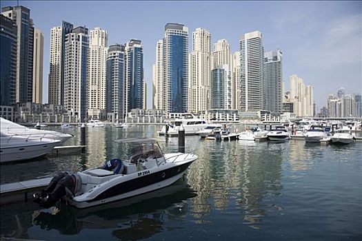 码头,现代建筑,摩天大楼,迪拜,阿联酋,近东