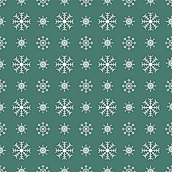 圣诞节,白色,雪花,无缝,绿色背景