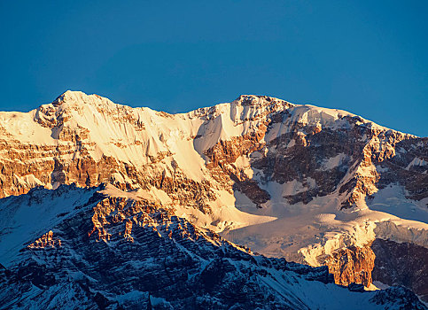 积雪,阿空加瓜山,山,日出,省立公园,中心,安第斯山,门多萨,省,阿根廷,南美