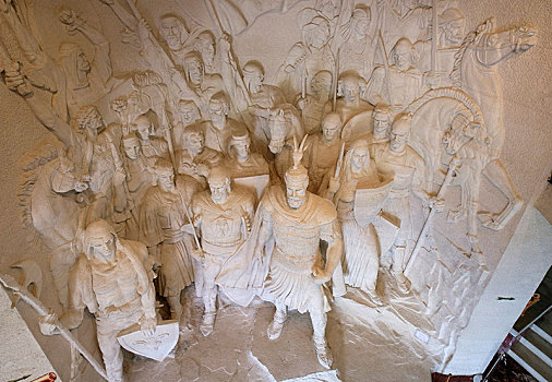 雕塑,多,人,斗士,博物馆,阿尔巴尼亚,欧洲