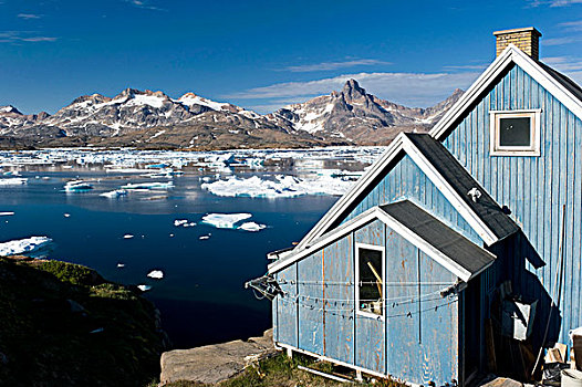 房子,峡湾,格陵兰东部,格陵兰