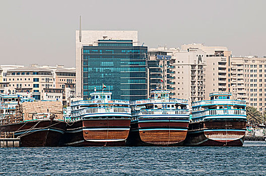 独桅三角帆船,迪拜河,地区,迪拜,阿联酋