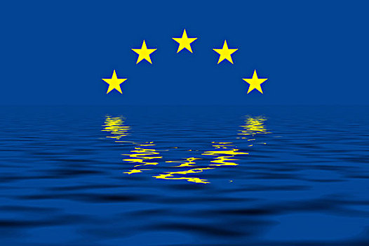 欧盟,标识,沉没,水,象征
