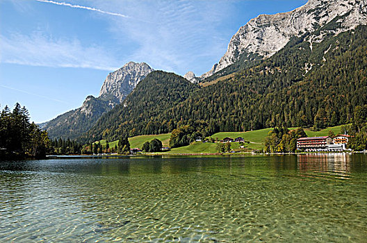 湖,山,右边,左边,拉姆绍,上巴伐利亚,德国,欧洲