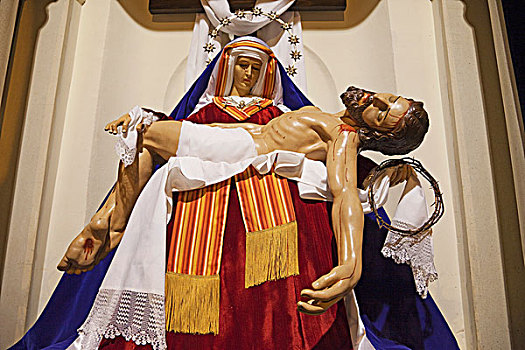 雕塑,圣母,悲伤,拿着,耶稣,教堂,巴塞罗那,加泰罗尼亚,西班牙