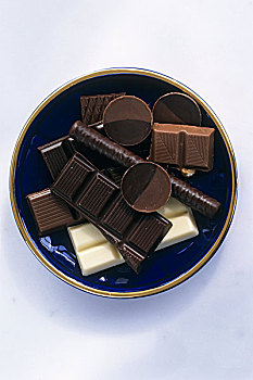 片,黑巧克力,盘子