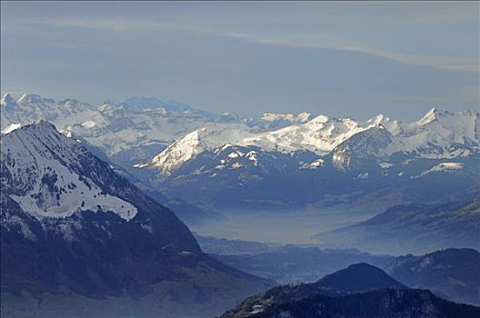 积雪,中心,阿尔卑斯山,山,施维茨,瑞士,欧洲