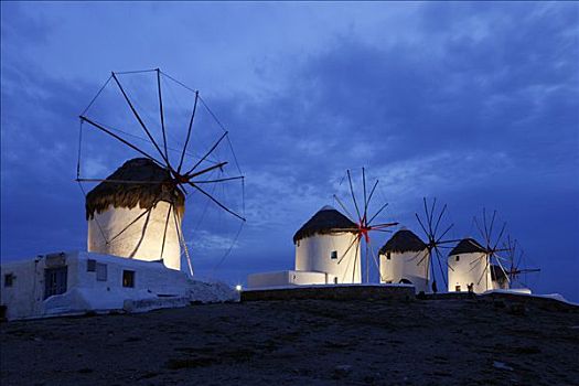 风车,地标,米克诺斯岛,希腊