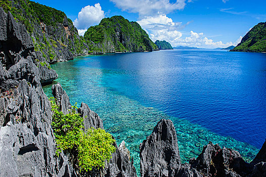 海岸,晶莹,清水,石灰石,群岛,爱妮岛,巴拉望岛,菲律宾,亚洲
