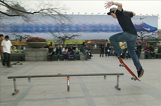 中国,北京,滑板