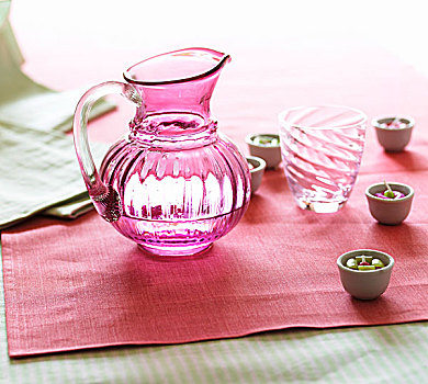 粉色,玻璃瓶,玻璃,小,蜡烛,碗,桌饰