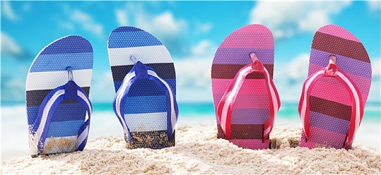 人字拖鞋,海滩,全景,构图