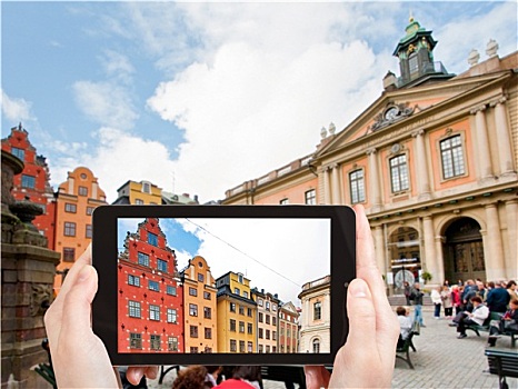 游客,照相,广场,斯德哥尔摩