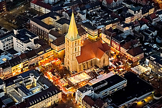 圣诞市场,教堂,哈姆,鲁尔区,北莱茵威斯特伐利亚,德国