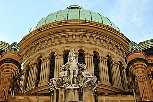 大,中心,铜,圆顶,雕塑,维多利亚女王大厦,购物中心,悉尼,新南威尔士,澳大利亚