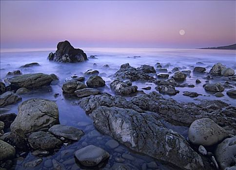 满月,上方,漂石,加利福尼亚
