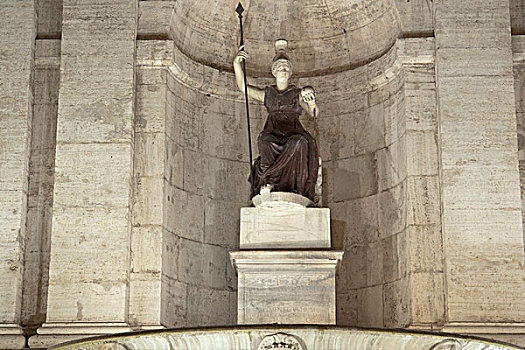 夜晚,风景,古老,罗马,大理石,雕塑,智慧和技术及工艺之神,广场,坎皮多利奥,意大利,欧洲