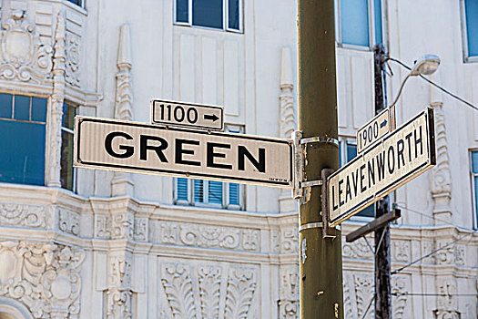 路标,著名,绿色,街道,旧金山