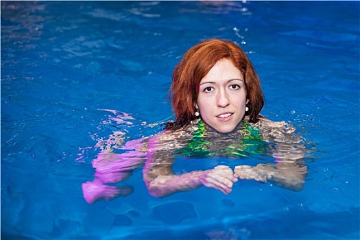 女人,游泳池