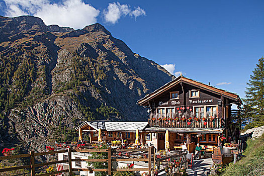 木房子,山间旅店,餐馆,策马特峰,瓦莱州,瑞士,欧洲