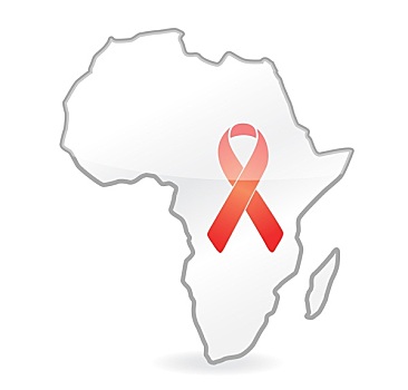 艾滋病,象征,上方,非洲,地图,插画