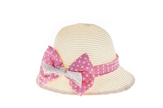 漂亮,草帽,粉色,带,白色背景,背景