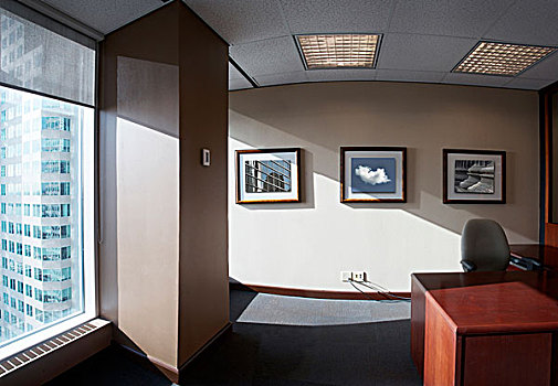 空,办公室,书桌,椅子,框架,照片