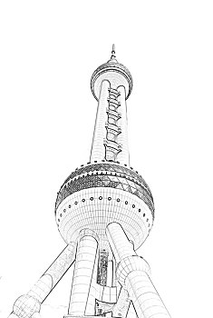 东方明珠线稿图片
