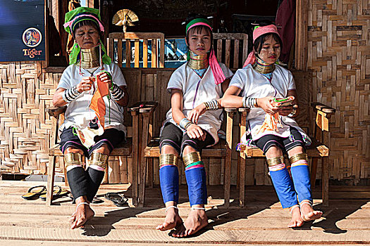 女人,种族,项链,传统服饰,靠近,掸邦,缅甸,亚洲