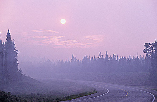 森林火灾,创作,烟,阿拉斯加公路,区域,北方,不列颠哥伦比亚省,加拿大