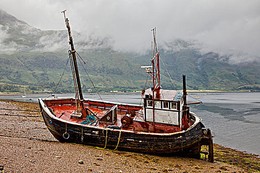渔船,岸边,茂尔岛,苏格兰