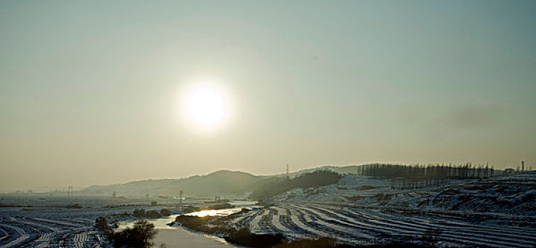 雪野,北方,东北,大雪,原野,土地,冬季,洁白,干净,风景,村庄,农村