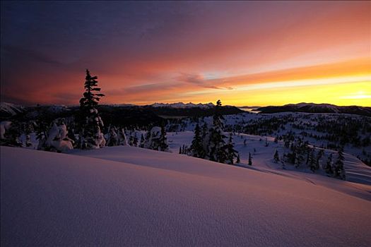 冬天,景色,日落,岛屿,远处,背景,东南阿拉斯加