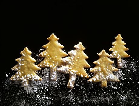 糕点,圣诞树,糖粒
